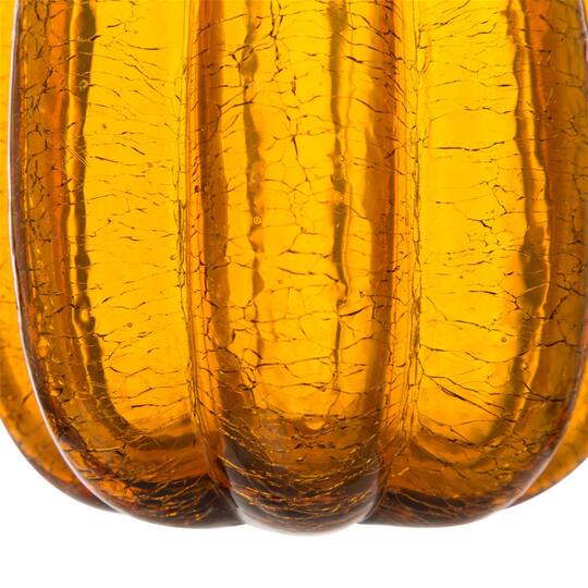 Glitzhome® Tall Crackle Glass Pumpkin, Amber